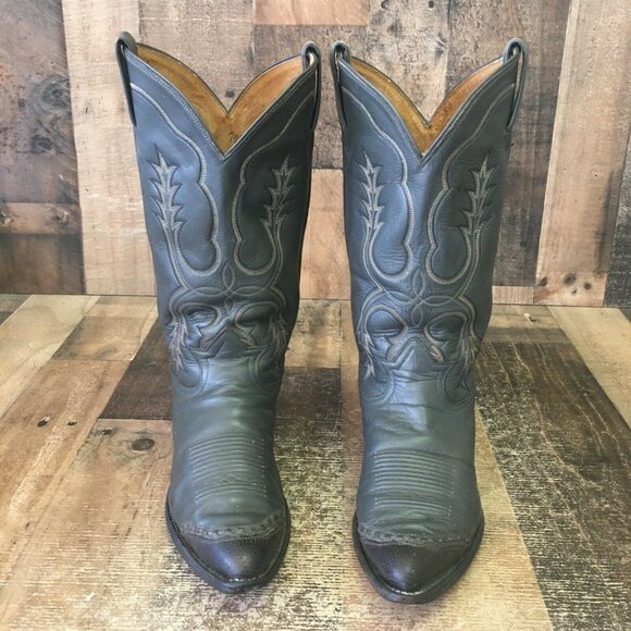 Tony Lama Vintage Gold Label Teju Lizard Wingtip Cowboy Boots Mens 9 D - Picture 6 of 12